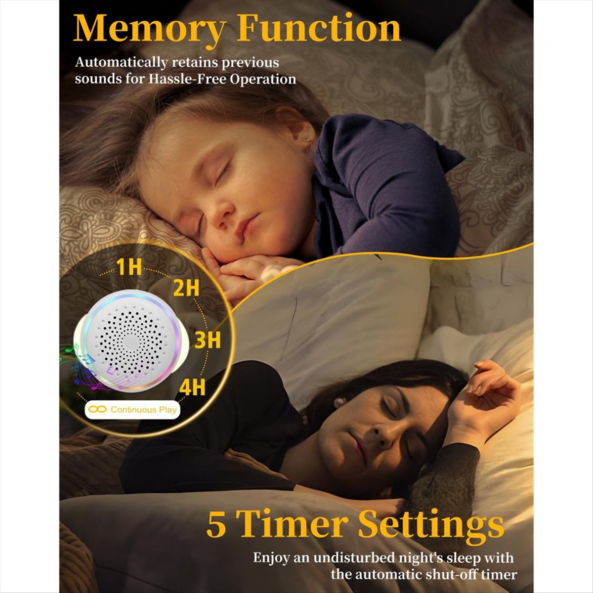 White Noise Machine Baby - Máquina de Som de Ruído Branco